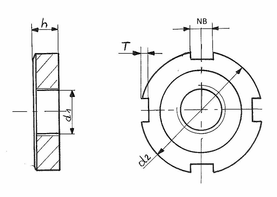 Maßzeichnung mit Abmessungen, 7590-M60 Nutmutter Edelstahl A2 DIN 981 M60 x 2