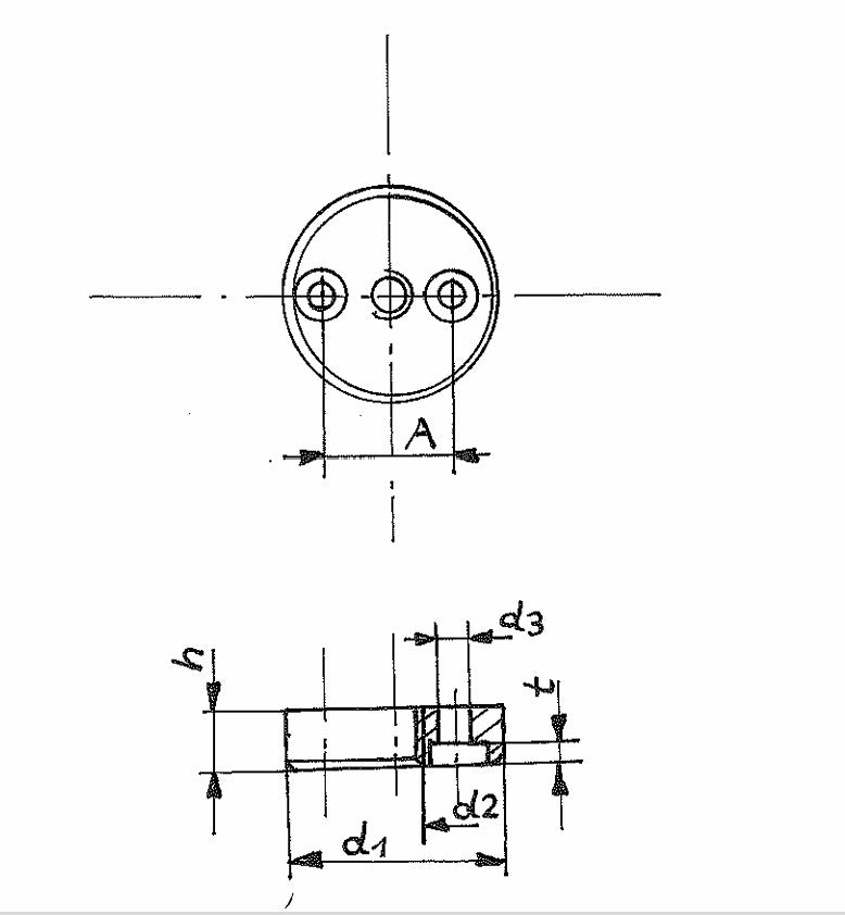 Maßzeichnung mit Abmessungen, 34936-12 Halter für Stellfüße M12