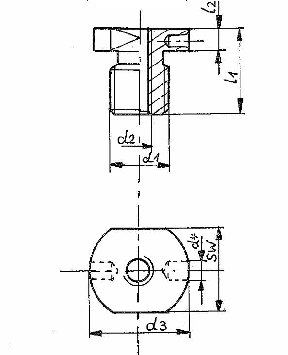 Maßzeichnung mit Abmessungen, 189888 Gewindeadapter Stahl verzinkt M20/M10