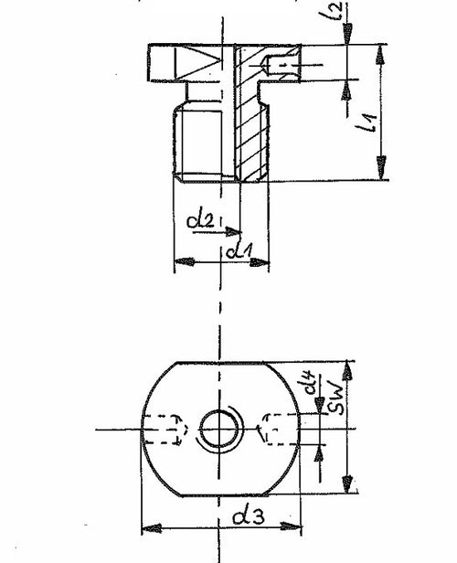 Maßzeichnung mit Abmessungen, 189888 Gewindeadapter Stahl verzinkt M20/M10