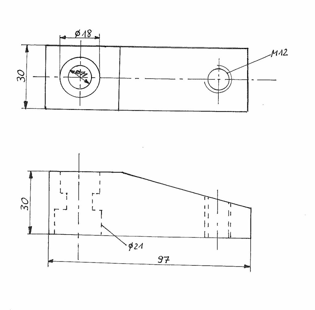 Maßzeichnung mit Abmessungen, Spannarm für Hydraulikspanner 72832